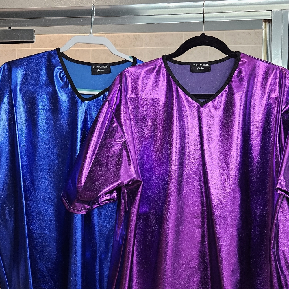 Mens Purple and Blue Shiny Tops Bundle